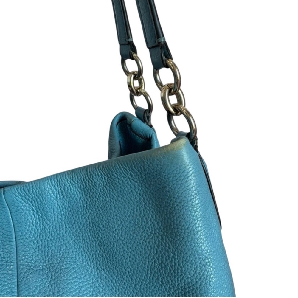 COACH shoulder bag in super soft teal pebble leather w/silver hardware - Picture 6 of 16